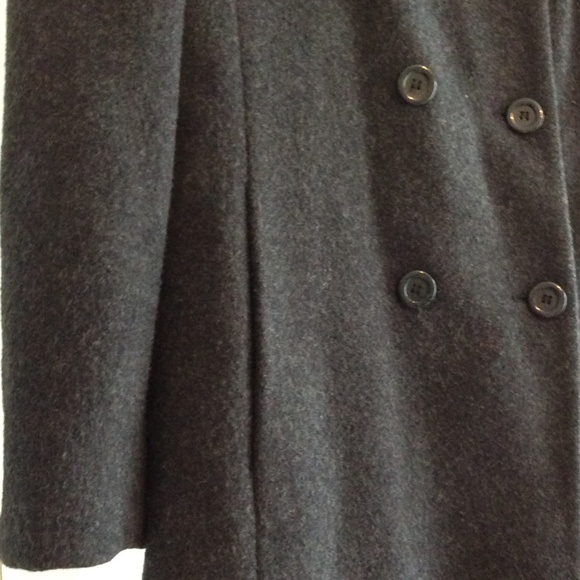 Grey 100% wool double breast coat / peacoat - Picture 2 of 4